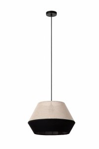 Nowoczesna uniwersalna lampa wisząca lniany klosz owalna czarno-brązowa minimalistyczna regulacja wysokości KALA 06424/01/73 Lucide