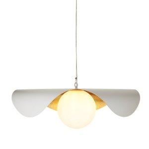 Lampa wisząca ozdobna aluminiowa biała industrialna designerska elegancka mleczny szklany klosz ENZO ST-F22020601-D80 white Step Into Design