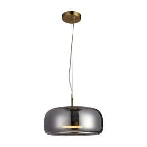 Designerska szklana lampa wisząca led 10W Caste Italux PND-17760B-BRSS-SG złoty dymiony nad stół do jadalni