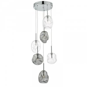 Lampa Wisząca Minimalistyczna Szklane Klosze Chrom QUINN QUI6410 DAR LIGHTING