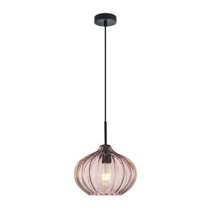 Lampa wisząca szklana żłobiona półokrągła dekoracyjna brązowa w nowoczesnym stylu Pansol PND-2940-1S-BK-CF Italux