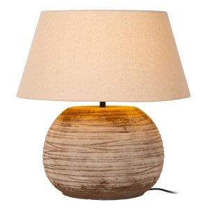 Dekoracyjna lampka stołowa ceramiczna podstawa z bawełnianym abażurem owalna nowoczesna na komodę DENISE 47511/81/43 LUCIDE 
