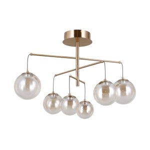 Nowoczesna lampa wisząca sufitowa szklane okrągłe klosze Velada Italux PND-34381-6-HBR złoty bursztunowy szklany