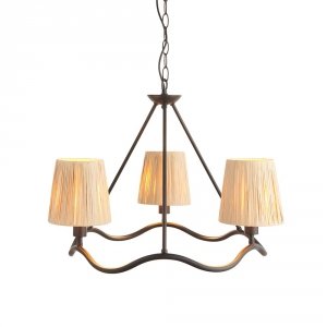 Lampa wisząca żyrandol falowany abażurowy z rafii boho designerski naturalny rustykalny Wriggle 114212 ENDON