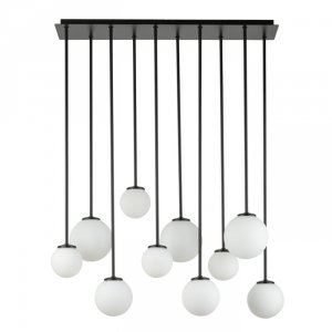 Czarna Lampa Wisząca Minimalistyczna Białe Szklane Klosze TULIA 33491 SIGMA