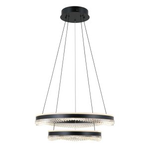 Lampa wisząca Italux Morte PND-34535-2L-BK Czarna 2-płomienna Nowoczesna LED