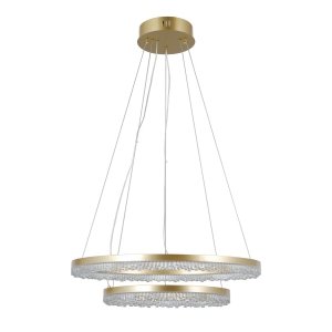 Lampa wisząca LED Italux Barlo PND-34526-2L-GD Złota, 2 Ringi, Zmienna Barwa (CCT)