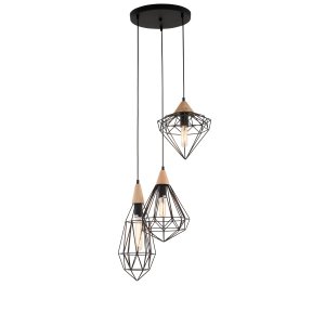 ITALUX MAELLE MDM-2591/3 BK Lampa Wisząca Druciane Klosze LOFT 
