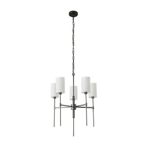 Lampa wisząca metalowa czarna 5-płomienna elegancka klasyczna minimalistyczna tkaninowy biały abażur DARLING ST-9501-5 BLACK Step Into Design