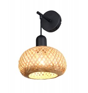 Lampa ścienna kinkiet owalny bambusowy pleciony na wysięgniku brązowy boho rystykalny industrialny minimalistyczny LEONIE R21871736 Rl 