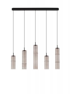 Minimalistyczna lampa wisząca LED szklana tuba kolor mokka uniwersalna klasyczna możliwość ściemniania SARTANO LE45165 Luces Exclusivas