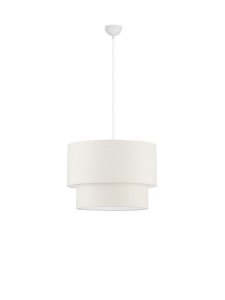 Lampa wisząca biała lniany abażur okrągły 50cm uniwersalna minimalistyczna dekoracyjna Luces Exclusivas