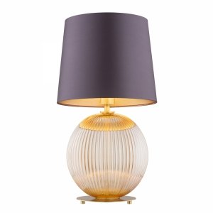 Lampa stołowa lampka nocna nowoczesna elegancka szklana kula miodowy lister śliwkowy abażur satyna HAMILTON 8537 Argon