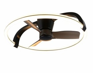 Nowoczesna lampa sufitowa z wiatrakiem LED czarna okrąg klasyczna minimalistyczna ściemnialna na pilota STOCKHOLM R64262132 Rl 