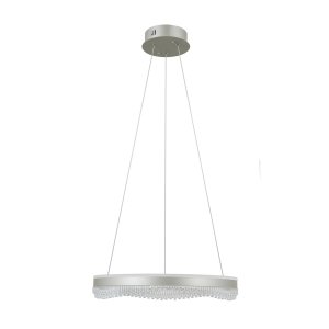 Lampa wisząca okrąg z kryształkami 50cm LED srebrna dekoracyjna w nowoczesnym stylu zmiana barwy światła Morte PND-34535-M-SILV Italux