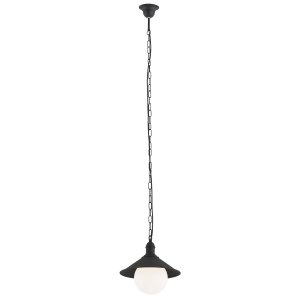 Industrialna ogrodowa lampa wisząca vintage na łańcuchu czarna metalowa mleczny klosz szkło regulacja wysokości ERBA BIS 3285 Argon