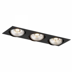 Nowoczesna minimalistyczna lampa sufitowa wpuszczana oczko oprawa podtynkowa czarny potrójna OLIMP PLUS 6116 Argon