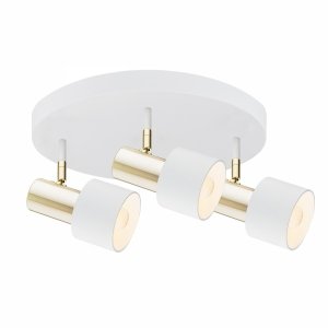 Plafon uniwersalny elegancki metalowy 3-płomienny na okrągłej podsufitce biały złote detale regulowany kielich DORIA 6008 Argon