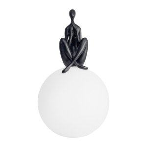 Designerska lampa stołowa dekoracyjna ozdobna kobieca sylwetka czarna szklana kula WOMAN ST-6020-C black Step Into Design