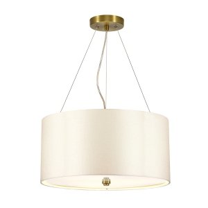 Lampa wisząca 46 cm Pearce 3 źródła światła postarzany mosiądz jedwabny abażur minimalistyczna DL-PEARCE18-3LT-IV-AB ELSTEAD LIGHTING