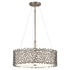 Lampa wisząca Silver Coral - 3 źródła światła koralowy metalowy wzór Klasyczny pewter okrągła organiczny design nowoczesna KL-SILVER-CORAL-P-A KICHLER
