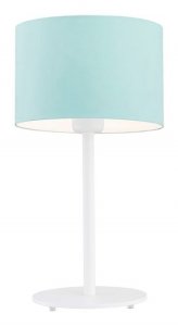 Dziecięca lampa stołowa biurkowa lampka nocna biała stal lakierowana z tkaninowym abażurem kolor miętowy MAGIC 4127 Argon