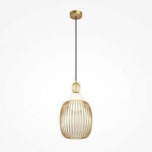 Nowoczesna designerska lampa wisząca podłużna metalowa mosiądz Levitation MAYTONI MOD376PL-01G1