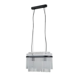 Lampa wisząca czarna z dekoracyjnych rurek szklana owalna w nowoczesnym stylu Bonte PND-40929-2A-BK Italux