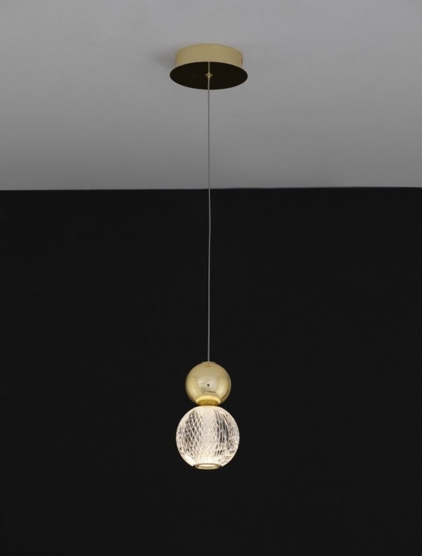 Złota Lampa Wisząca Kule Glamour LUCES EXCLUSIVAS PONCE LE42698 Kryształowa Art Deco