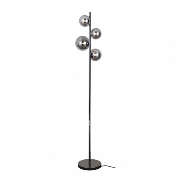 Czarna Lampa Stojąca Szklane Dymione Klosze Kule CANELLO FL-406007-4-BCR ITALUX
