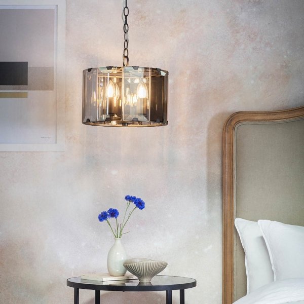 Szklana Lampa Wisząca Dymiony Klosz CLOONEY 61281 ENDON