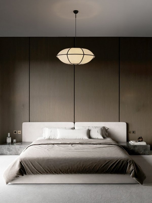 Lampa wisząca lniany abażur owalny retro nowoczesna klasyczna dekoracyjna do sypialni salonu Luces Exclusivas