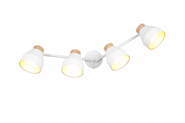 Nowoczesny plafon lampa sufitowa 4-płomienna biała regulowana klasyczna uniwersalna metalowa drewniany dekor VALENTIN R81924031 Rl