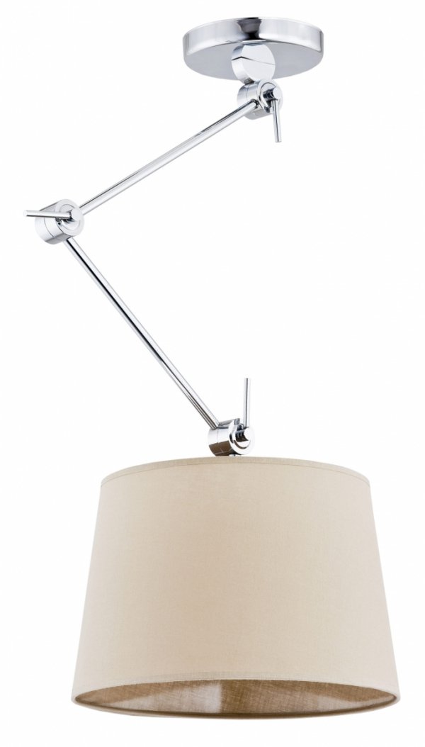 Lampa wisząca nowoczesna elegancka regulowana chromowany stelaż beżowy tkaninowy abażur ZAKYNTOS 3549 Argon