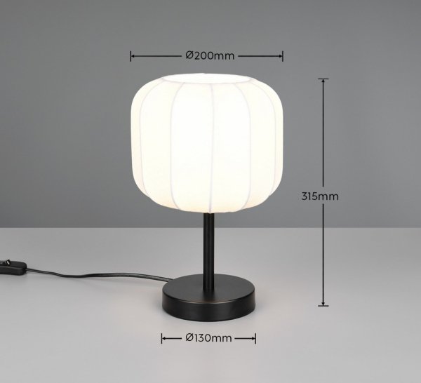 Lampka stołowa nocna biała tkaninowy abażur owalna boho rustykalna skandynawska minimalistyczna klasyczna MADELINE R51971001 Rl 