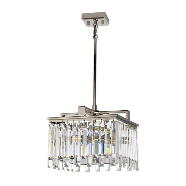 Kryształowy Kwadratowy Żyrandol Lampa wisząca Aries Elstead Lighting ARIES-4P-S Szklana Glamour