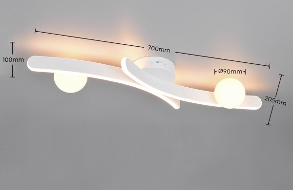 Lampa sufitowa plafon LED biały falista listwa z kulami zmiana barwy światła uniwersalny NAPOLI 637910231 Trio