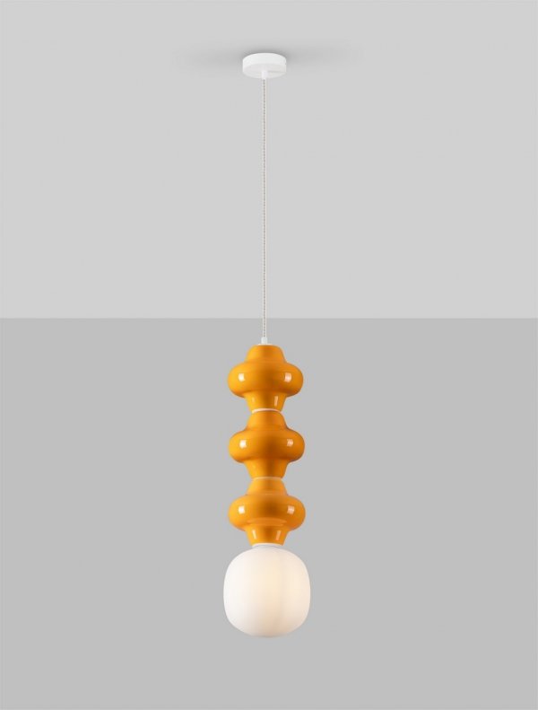 Designerska Lampa Wisząca z Ceramiki w Kolorze Pomarańczowym Luces Exclusivas VILROSA LE44567