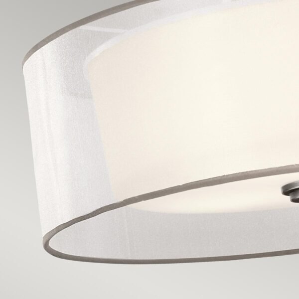 Duża lampa wisząca Lacey 4 źródła światła antyczny pewter okrągły biały abażur nowoczesna minimalistyczna KL-LACEY-P-L-AP KICHLER