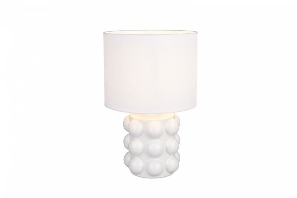 Lampka nocna stołowa ceramiczna podstawa tkaninowy abażur biała nowoczesna designerska KATE R56481901 Rl