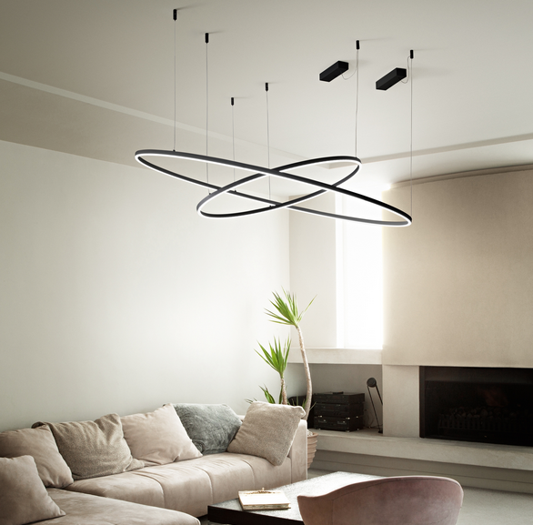 NOWOCZESNA LAMPA WISZĄCA RING LED CZARNY OKRĄG IDEAL LUX 342160 ORACLE SLIM D150 ROUND 2700K