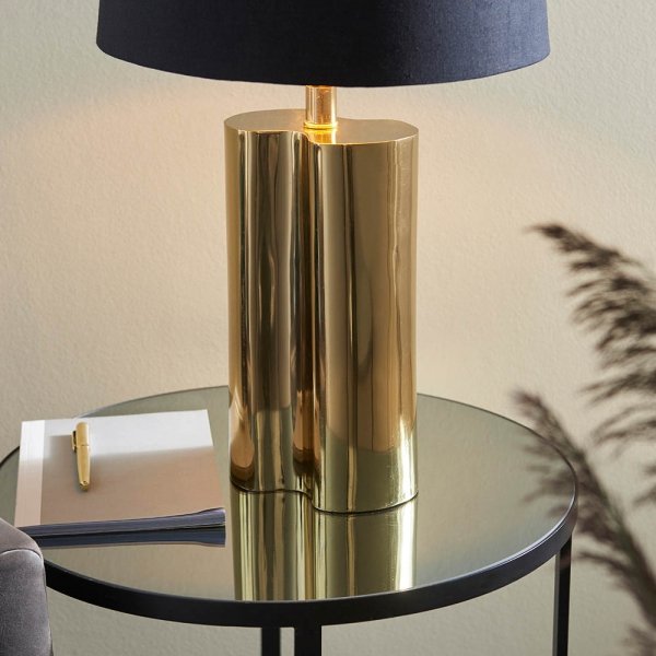 Designerska Złota Lampka Stołowa Czarny Abażur CALAN 93137 ENDON