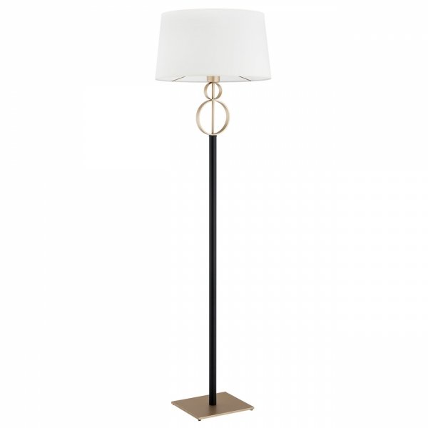 Designerska Czarna Lampa Stojąca Podłogowa Abażurowa Złote Obręcze PERSEO 8309 ARGON