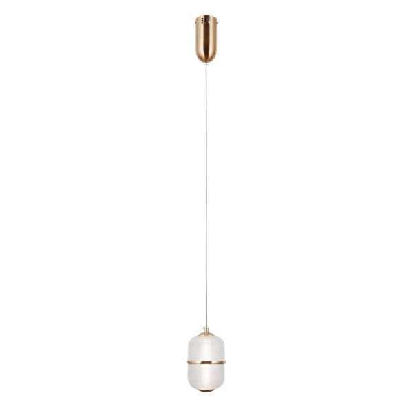 Złota lampa wisząca pojedyncza siatkowany klosz szklany Alani Italux PND-34375-1-HBR lampa jadalniana nad wyspę nad stół