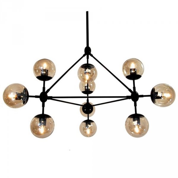 Molekularna lampa wisząca czarna bursztynowe klosze kule ASTRIFERO-10 ST-9047-10 amber
