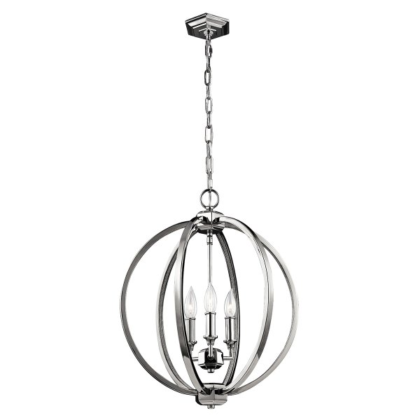 Nowoczesna Kulista lampa wisząca Corinne FE-CORINNE-3P-M Polerowany nikiel z kryształkami, do salonu, nad stół