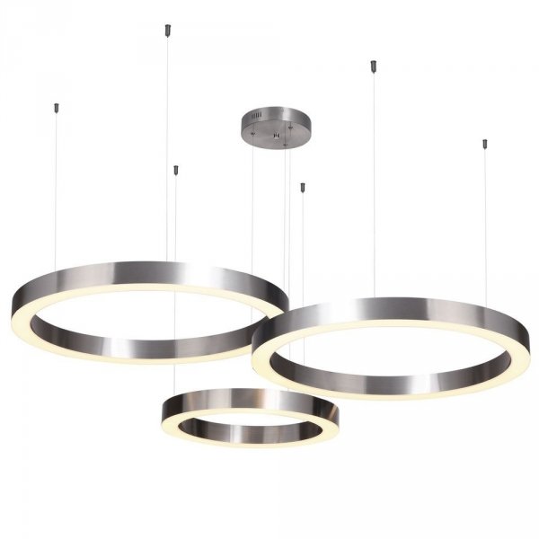 Lampa wisząca nikiel szczotkowany okręgi LED nowoczesna uniwersalna minimalistyczna ściemnialna na pilota CIRCLE ST-8848-40+60+80 nickel Step Into Design