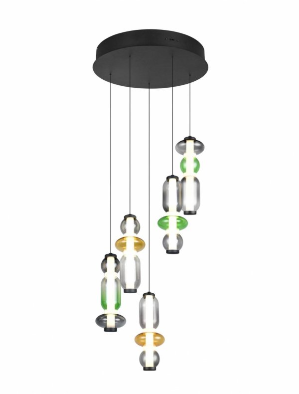Lampa wisząca LED wielopunktowa nowoczesna szklane klosze kolorowe designerska ściemnialna MINERVA 334330517 Trio 