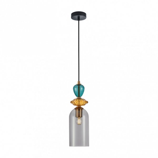 Designerska Lampa Wisząca Szklana Dymiony Klosz BUSCO PND-30263-1C-BRO-SG ITALUX