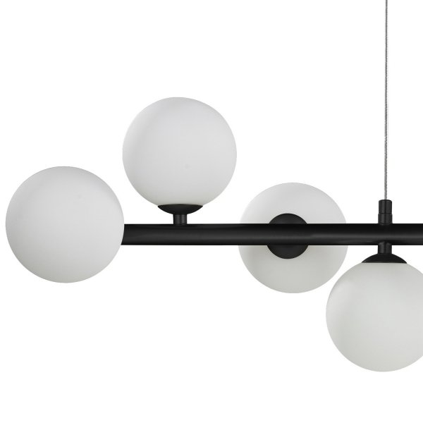 Lampa wisząca czarna listwa mleczne szklane okrągłe klosze molekularna minimalistyczna klasyczna elegancka MINI MOON ST-8118P-11 black Step Into Design